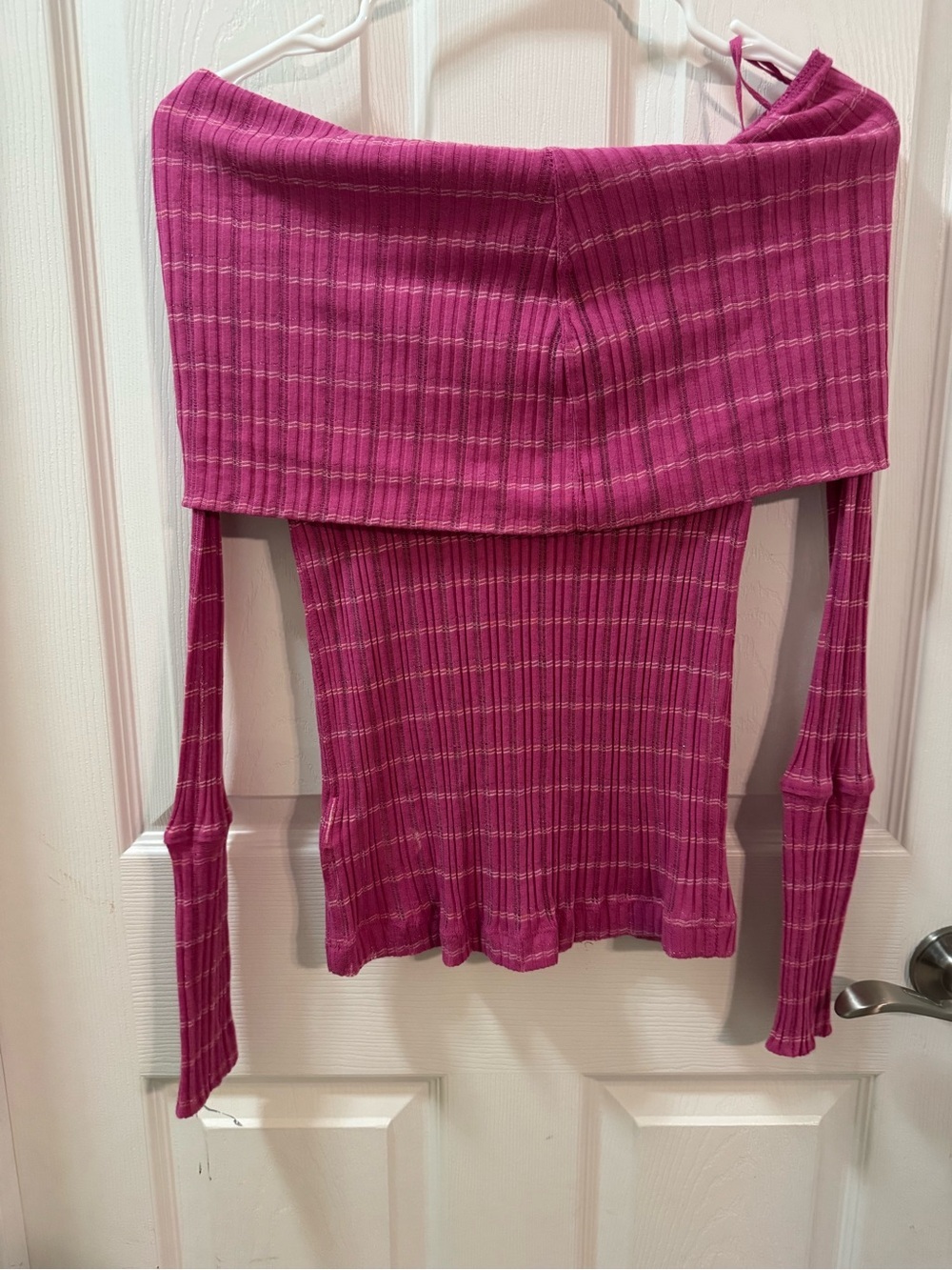 FREE PEOPLE Snowbunny Ribbed Off The Shoulder Top Pink size small - Picture 9 of 12